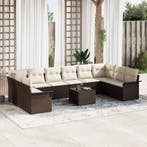 vidaXL Tuin Sofa Set met kussen 11 pcs Bruin Poly riet, Verzenden, Nieuw, Rotan, Meer dan 8 zitplaatsen
