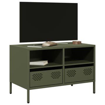 vidaXL Tv-meubel 68x39x43,5 cm koudgewalst staal olijfgroen, Minder dan 50 cm, Verzenden, Nieuw, Minder dan 100 cm