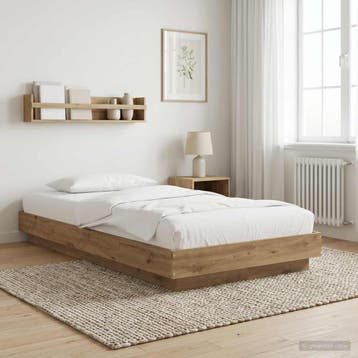 vidaXL Vloerbedframe Artisanaal eiken 80 x 210 cm Bewerkt, Huis en Inrichting, Slaapkamer | Bedden, Verzenden, Nieuw, Bruin, Hout
