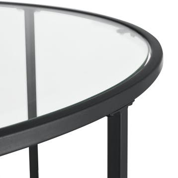 Salontafel Kouvola rond glas en metaal 45,5xØ84 cm zwart, Huis en Inrichting, Tafels | Salontafels, Verzenden, Nieuw