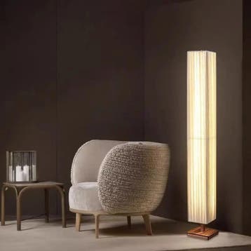 Japanse Retro LED Vloerlamp Houtlook Warm Licht, Verzenden, Nieuw
