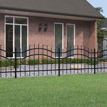 vidaXL Tuinhek Woerden met speerpunt zwart 240x75 cm staal, Verzenden, Nieuw, IJzer