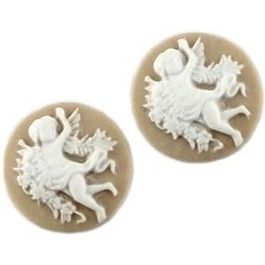 2 x Camee rond  camel / wit 20mm (Cabochons en camée), Ophalen of Verzenden, Nieuw, Overige typen
