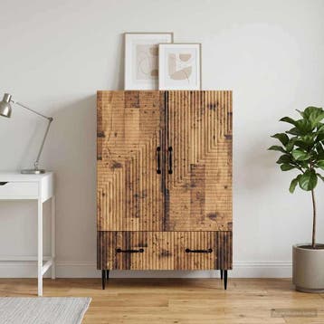 vidaXL Dressoir met lade Oud hout 66 x 34,5 x 95 cm Bewerkt, Verzenden, Nieuw, Overige houtsoorten, Minder dan 50 cm