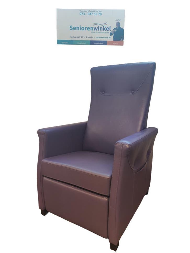 Fitform Sta- Op stoel uitgevoerd in paars leder, goede staat, Huis en Inrichting, Fauteuils, 50 tot 75 cm, Minder dan 75 cm, Zo goed als nieuw