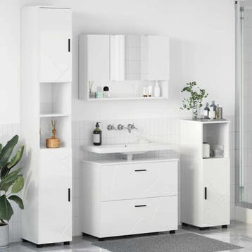 vidaXL Badkamermeubelset 4 st Hoogglans wit 35 x 30 x 192 cm, Verzenden, Nieuw, Overige typen