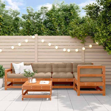 vidaXL Tuin loungeset 6 st Wasbruin Massief grenenhout, Verzenden, Nieuw, 6 zitplaatsen, Loungeset