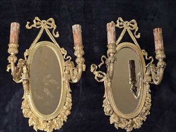 Wandkandelaar - Verguld brons - Antieke bronzen wandlampen