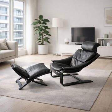 nelo - Ake Fribyter - Fauteuil (2) - Hout, Leder - Kroken