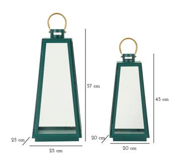 LANTAARN GRENT SET 2 STUKS CM Ø 25X25X57-20X20X45, Ophalen of Verzenden, Nieuw