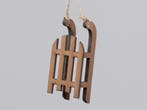 Houten 4 sleetjes hangers kerstdecoratie Naturel 9 cm, Ophalen of Verzenden, Nieuw