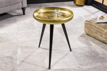 Handgemaakte bijzettafel ORIENT 50cm messing goud rond, Ophalen of Verzenden, Nieuw