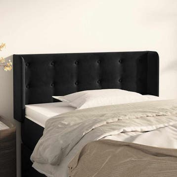 vidaXL Hoofdbord met randen 103x16x78/88 cm fluweel zwart, Verzenden, Nieuw, Zwart, Stof