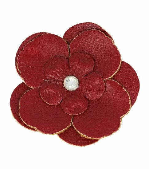 Haarspeld Duckklem & Broche 6cm – Lederlook Bloemvorm – Rood, Sieraden, Tassen en Uiterlijk, Uiterlijk | Haarverzorging