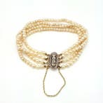 Armband - 14 karaat Geel goud, Zilver - Diamant - 4 rijen, Nieuw