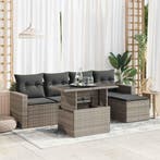 vidaXL 6-delige Loungeset met kussens poly rattan grijs, Verzenden, Nieuw, Rotan, Loungeset