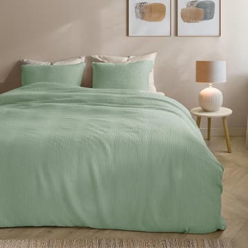 Mousseline dekbedovertrek - groen - 2-persoons | 200 x, Verzenden, Nieuw, Groen