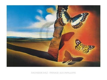 Kunstdruk Salvador Dali - Paysage aux Papillons 80x60cm, Verzenden, Nieuw
