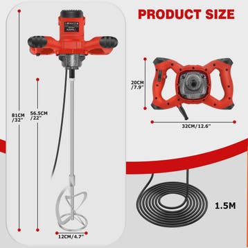 Krachtige Handmixer 2600W - 6 Snelheden voor Verf, Cement en, Doe-het-zelf en Verbouw, Verzenden, Nieuw