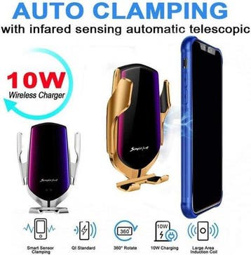 Telefoonhouder auto – Draadloos opladen 10W – Auto-Clamp, Ophalen of Verzenden, Nieuw