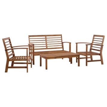 vidaXL 4-delige Loungeset massief acaciahout, Tuin en Terras, 4 zitplaatsen, Verzenden, Nieuw, Loungeset