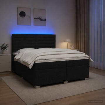 vidaXL Boxspringbed met matras met hoofdeinde Zwart 200 x, Verzenden, Nieuw, Tweepersoons, Zwart