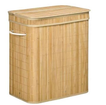 Dubbele Bamboe Wasmand met Deksel – 90 Liter, Huis en Inrichting, Verzenden, Nieuw