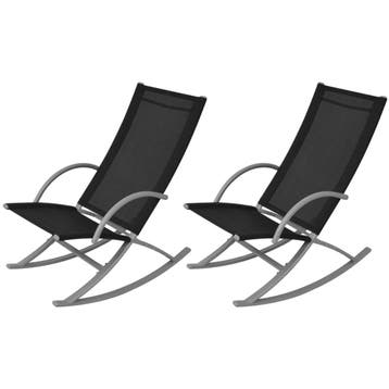 vidaXL Tuinschommelstoelen 2 st staal en textileen zwart, Verzenden, Nieuw