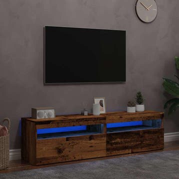 vidaXL Tv-meubels met LED-verlichting 2 st bewerkt hout oud, Minder dan 50 cm, Verzenden, Nieuw, Minder dan 100 cm