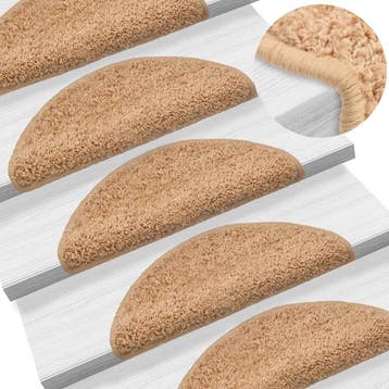 vidaXL Trapmatten 15 st 56x17x3 cm beige halfrond, Verzenden, Nieuw