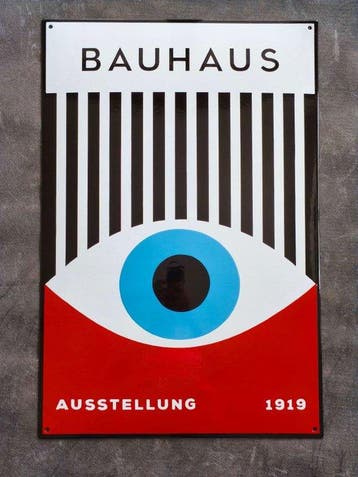 Bauhaus - enamel sign BAUHAUS rotes Auge Emailschild Emaille