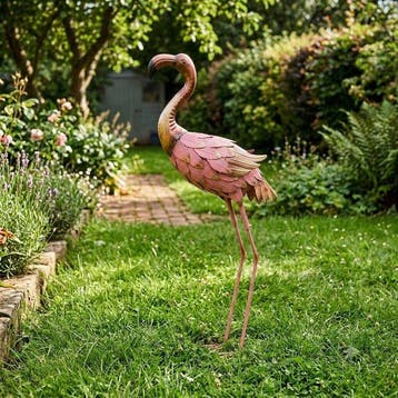 Flamingo - Beeldje - Staal, Antiek en Kunst