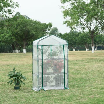 [en.casa] Tuinkas Chaam foliekas 125x69x49 cm wit, Verzenden, Nieuw