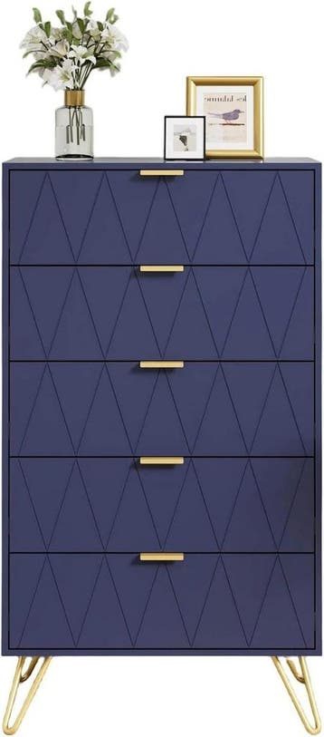 Commode - Dressoir - Ladekast - 60x34x110 cm - Donkerblauw -, Huis en Inrichting, Kasten | Dressoirs, Verzenden, Zo goed als nieuw