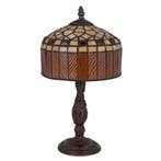 Tiffany tafellamp – Amber &amp; Crème Geometrisch – Ø 20 × H 36, Verzenden, Nieuw