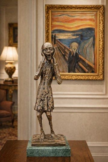 Edvard Munch (1863-1944) (after) - Beeld, The Scream - 38 cm, Antiek en Kunst