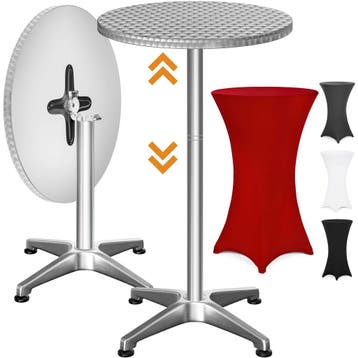 Statafel Zilver 115x60cm + statafelhoes Rood Ø60cm, Verzenden, Nieuw