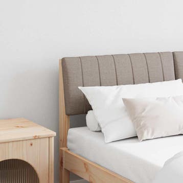 vidaXL Gestoffeerd hoofdbord Taupe 140 cm Massief grenenhout, Verzenden, Nieuw, Bruin, Hout