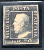 Italiaanse oude staten - Sicilië - 20 g leigrijs ardesiet, Gestempeld