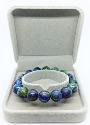 Prachtige azuriet malachiet armband in geschenkdoos, gratis