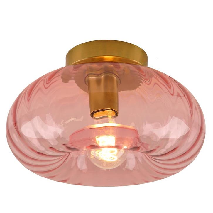Retro plafondlamp roze, Diane, Huis en Inrichting, Lampen | Plafondlampen, Nieuw, Glas, Ophalen of Verzenden