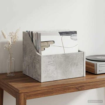 vidaXL LP Recorddoos Betongrijs 37 x 33 x 32 cm Bewerkt hout, Verzenden, Nieuw