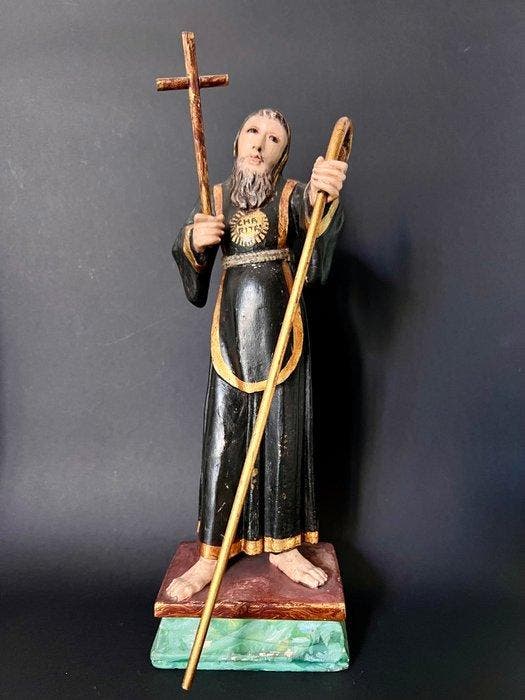 Beeld, Saint François de Paule - 35 cm - Polychroom hout, Antiek en Kunst, Kunst | Niet-Westerse kunst