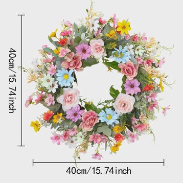Kleurrijke Kunstbloemen Krans - Lente, Pasen, Valentijn Deur, Verzenden, Nieuw