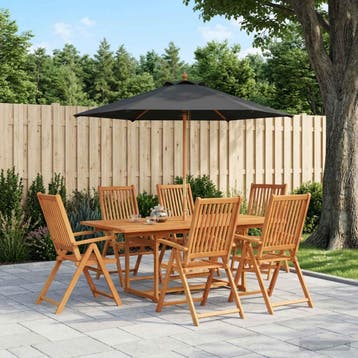 vidaXL Buiten Eetset met Parasol 8 st Anthraciet en, Verzenden, Nieuw, 8 zitplaatsen