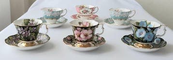 Royal Albert - Zes Grote kop en schotels o.a. Flora Series -, Antiek en Kunst