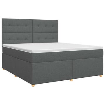 vidaXL Boxspringbed met matras Donkergrijs 160 x 200 cm Stof, Huis en Inrichting, Slaapkamer | Bedden, Verzenden, Nieuw