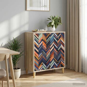 vidaXL Ladekast OMMEN Geometrische print 66 x 36,5 x 75 cm, Verzenden, Nieuw