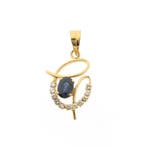 Gouden hanger met saffier en diamant 0,33 ct., Ophalen of Verzenden, Gebruikt, Goud, Overige merken