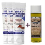3 x 140ml Oud Hollandsche Spiercrème + 1 x massage-olie, Verzenden, Nieuw